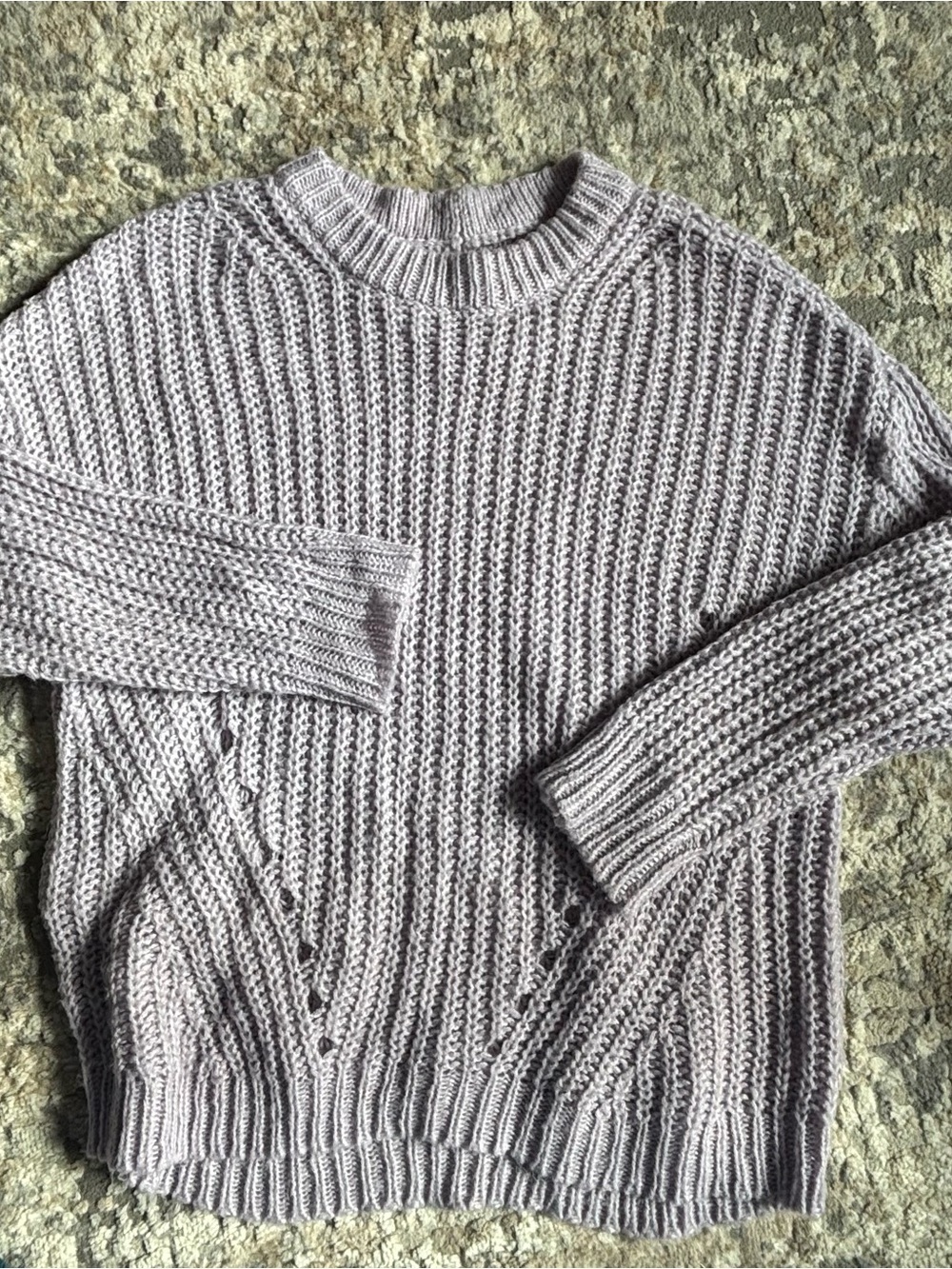 American Eagle Outfitters S Oversized Lavender Crewneck Knit Sweater